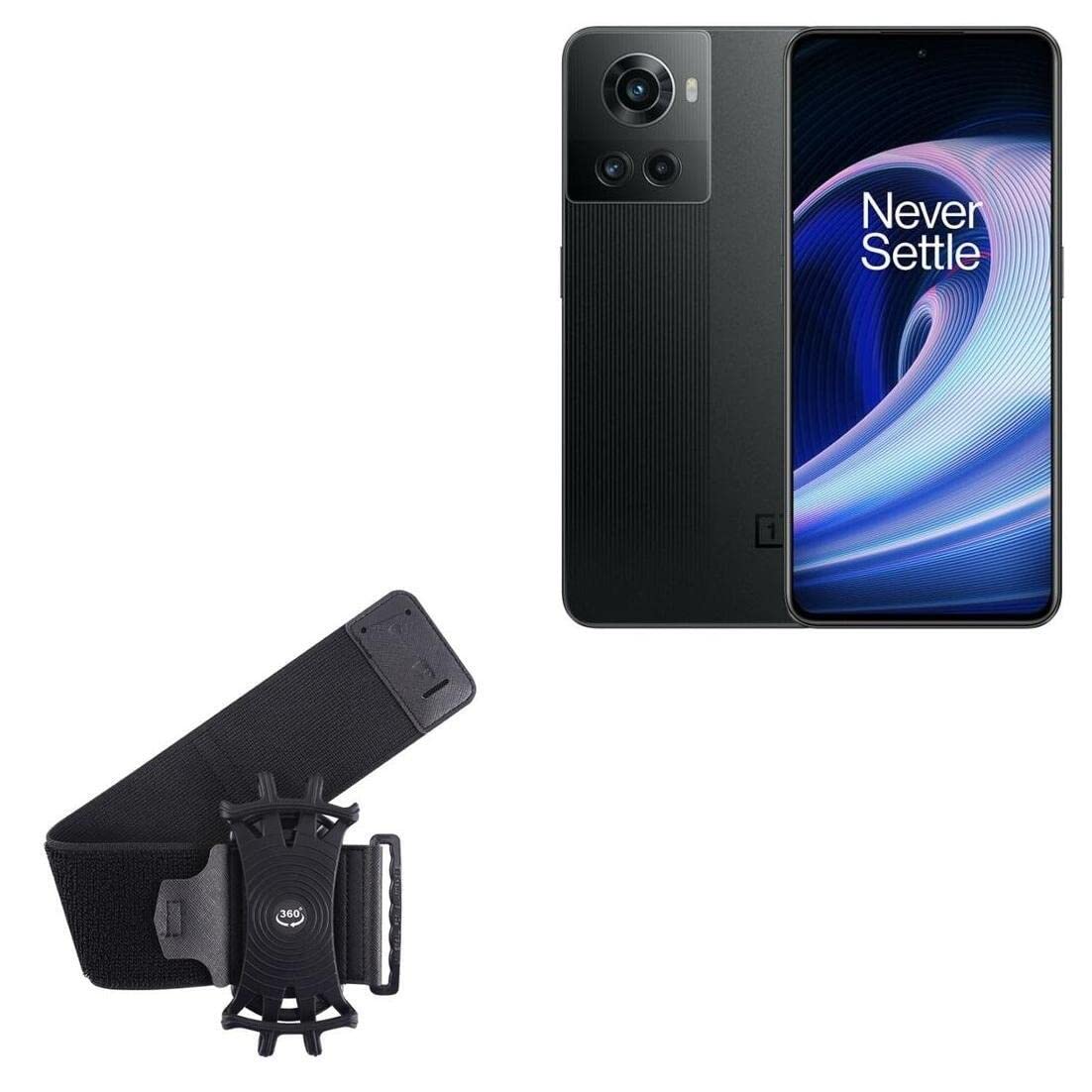 BoxWave Holster Compatible with OnePlus Ace - ActiveStretch Sport Armband, Adjustable Armband for Workout and Running - Jet Black