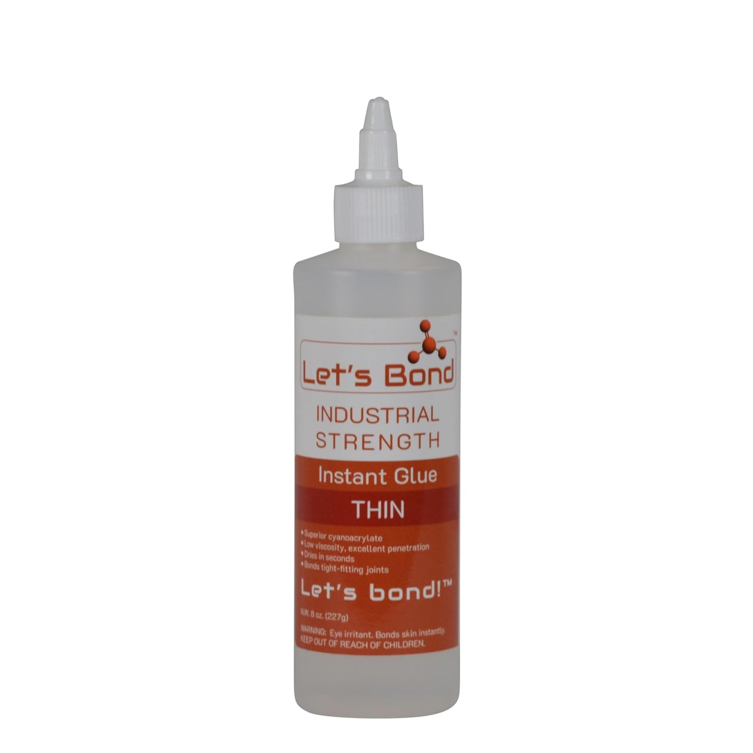 Let's Bond 8 oz Thin Professional Grade Instant Glue, Premium Cyanoacrylate, 5 CPS