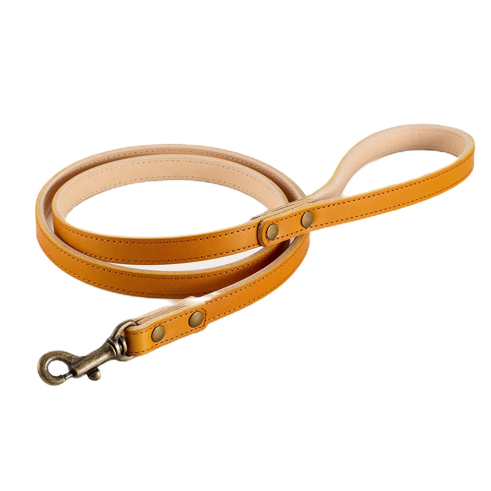 BONBI ALCON Tochigi Leather Dog Leash for Medium Dogs, Dog Lead, Camel, Size M, Made in Japan