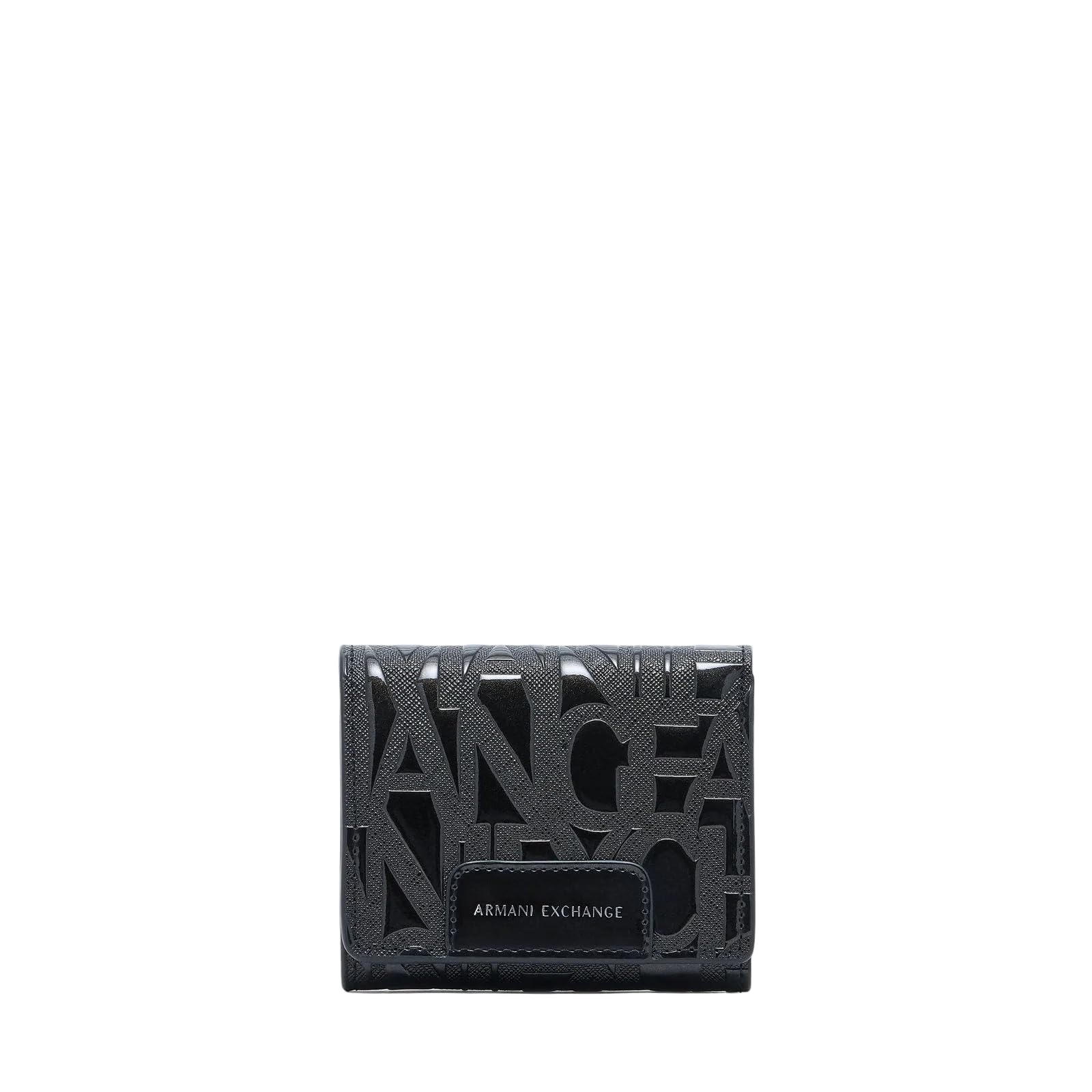 Armani Exchange Damen Schwarz Women's Essential, Liz, Embossed Logo, Travel Accessory- Travel Wallet, Black