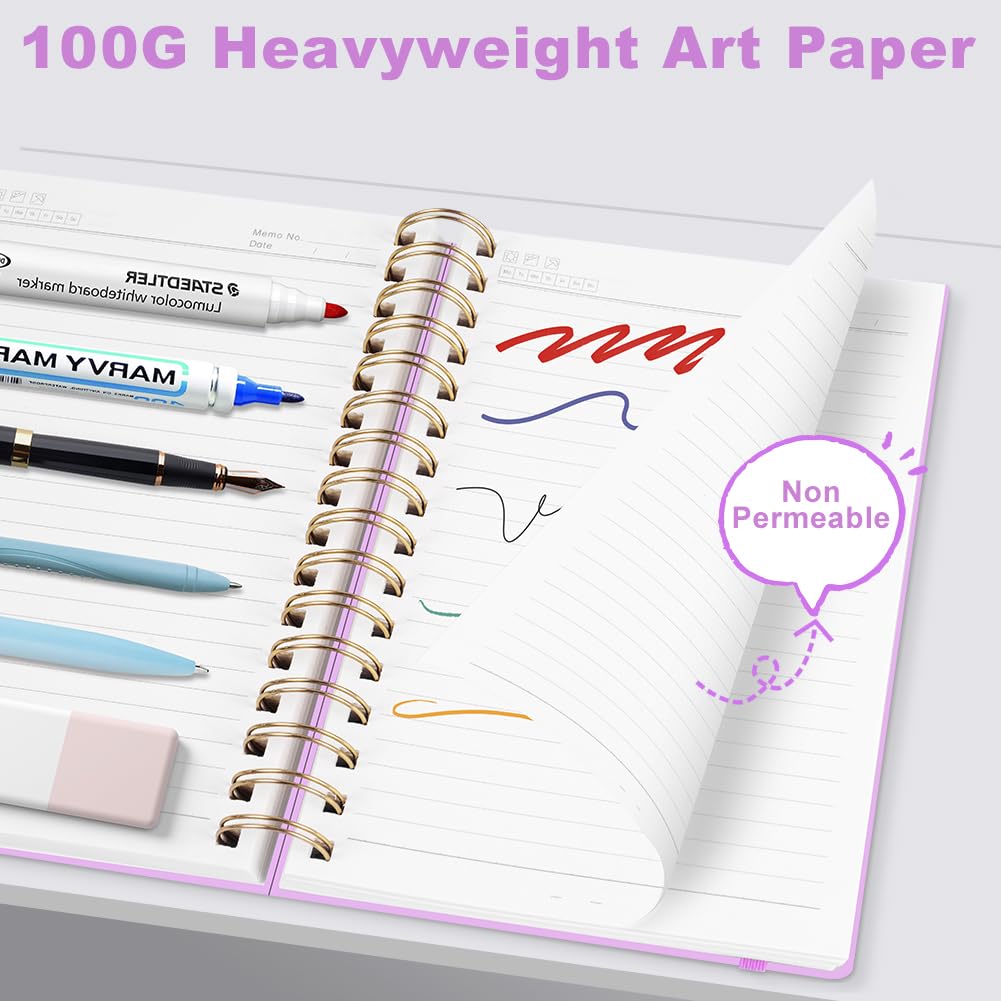 Carnet A5 Ligné 300 Pages Spirale Papier 100g/m² Couverture Rigide PVC