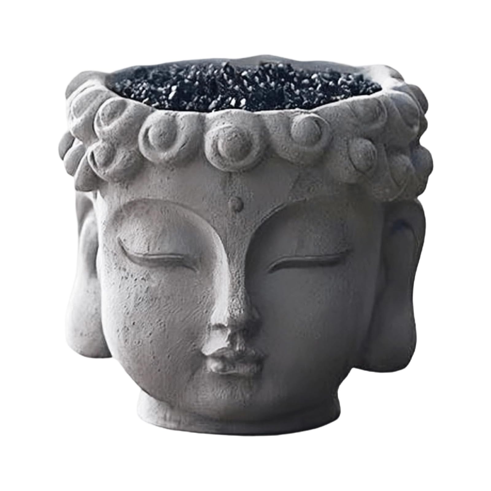 Limtula Buddhas Head Planter with Drainage Hole Cement Decorative Buddhas Head Garden Container for Small Plant Concrete Plant Container with Drainage Hole