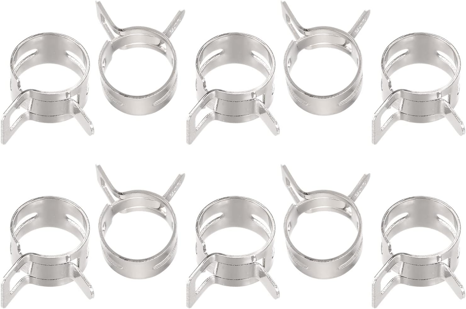 sourcing map 10pcs 15mm Spring Band Type Action Fuel/Silicone Vacuum Hose Pipe Clamp Low Pressure Air Clip Clamp, Nickel Plated