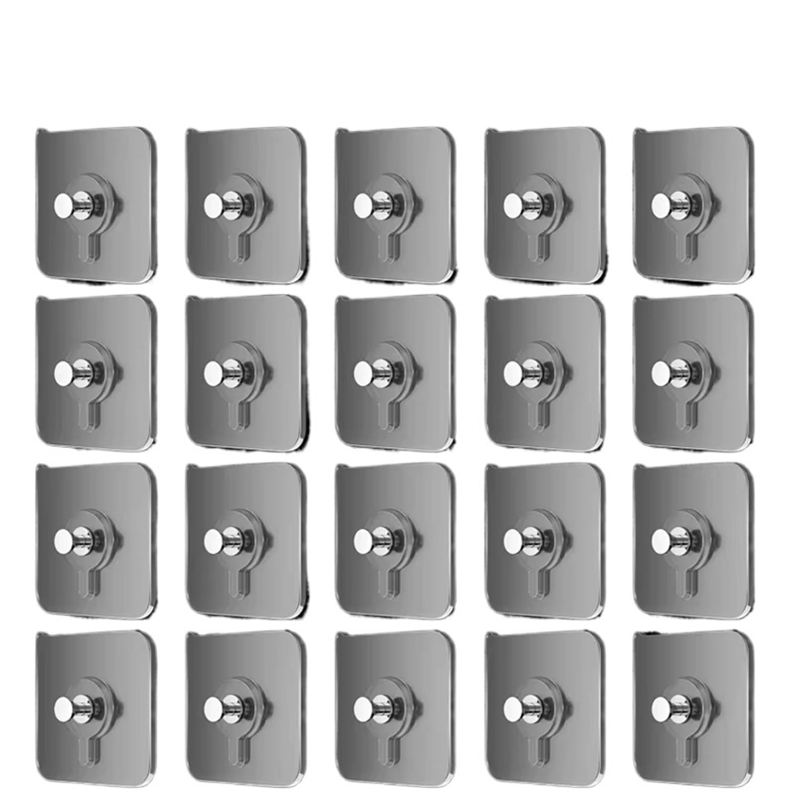 Mkyyioed 20 Pcs White Adhesive Hooks 50/10Pcs Self-Adhesive Wall Hooks For Photo Frame Clock Strong Adhesive Transparent Nails Hook Hangers Hanging Nail Holders(20 Pcs White)