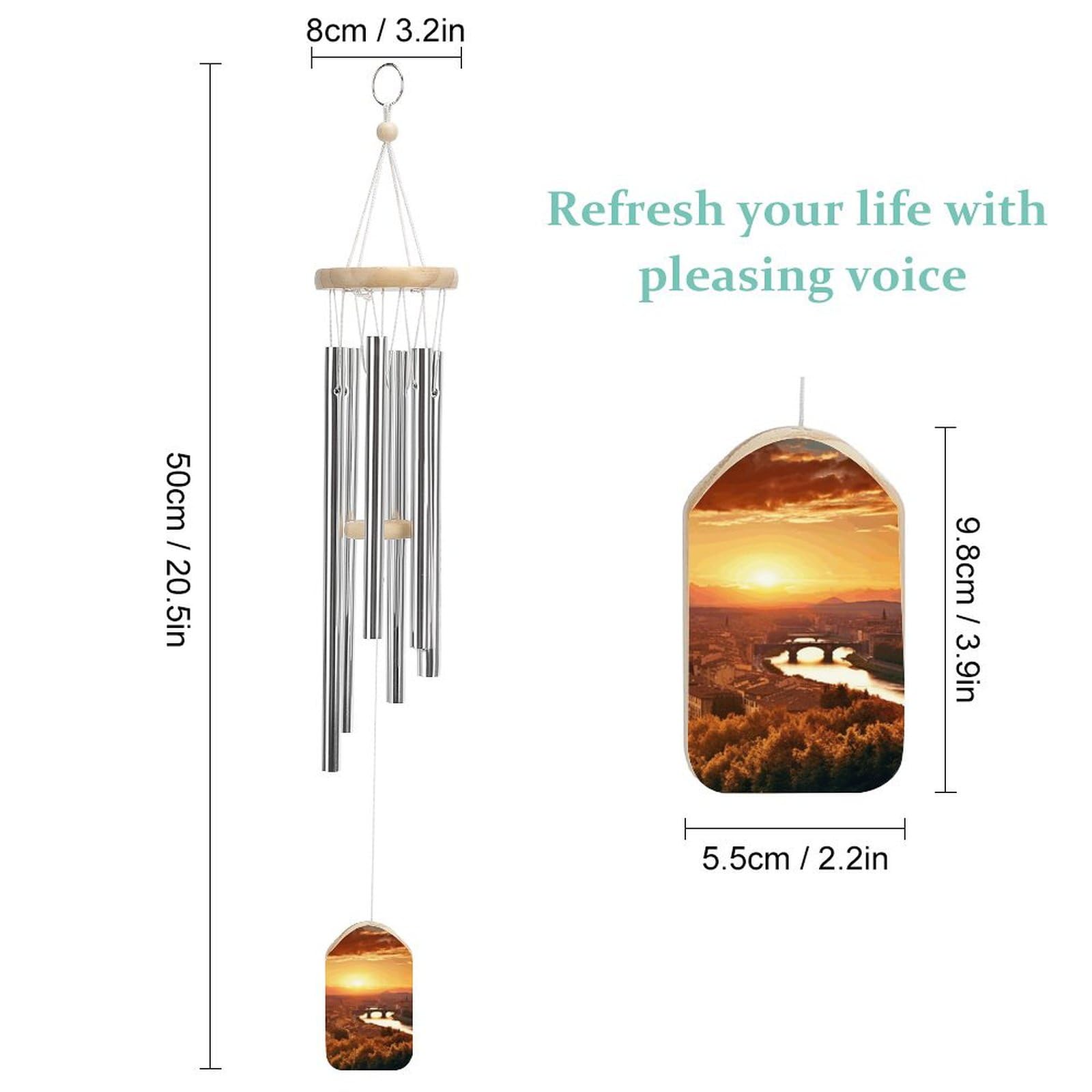 Outdoor Wind Chimes, Sunset View Printed Wind Chimes,Simple Wind Chimes,Curtain Wind Chimes for Home Decoration