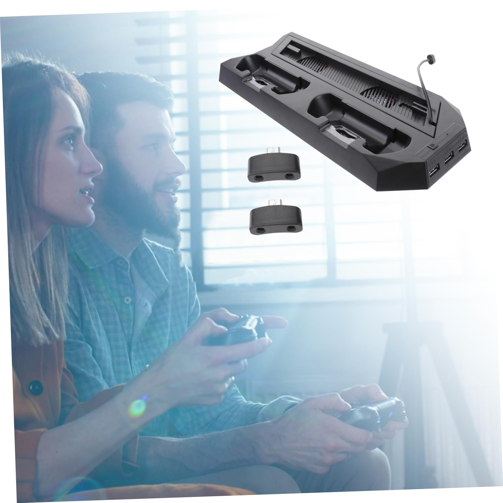 Gadpiparty Supporto Di Raffreddamento Per Console Slim/pro - Base Per Ventola Verticale Con 2 Stazioni Di Ricarica E Hub Usb