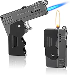 Morisk Torch Lighter Switchable Soft/Jet Flame, Butane Pipe Lighter Refillable with Lockable Function, Cool Foldable Lighters Unique Gift for Men(Butane Not Included)