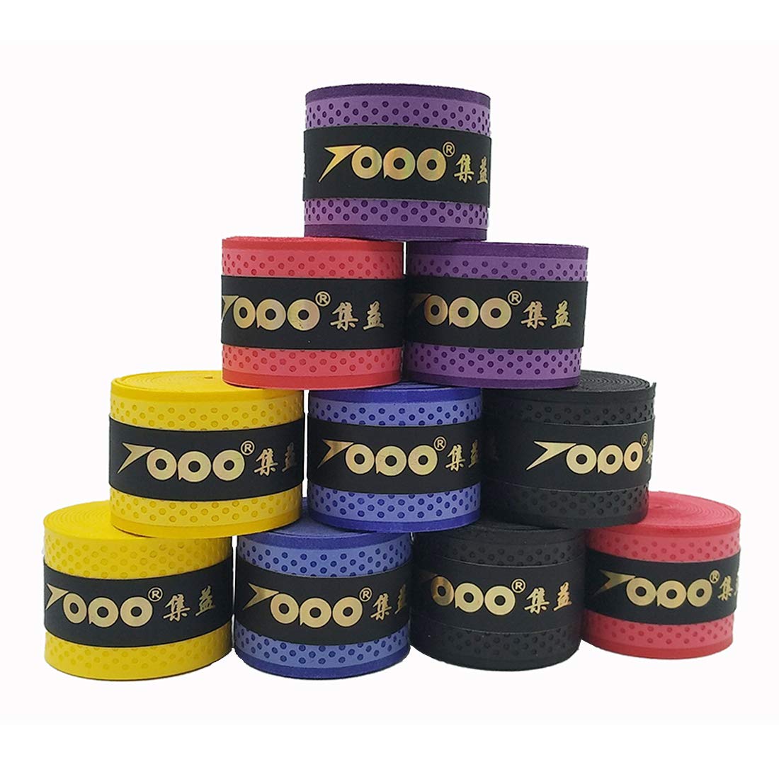 Abovehill Tennis Racket Grip Tape Pressure Point Design Non-slip for Tennis Racket Badminton Racket Baseball Bat Bicycle Grip Fishing Rod Grip 10-Pack