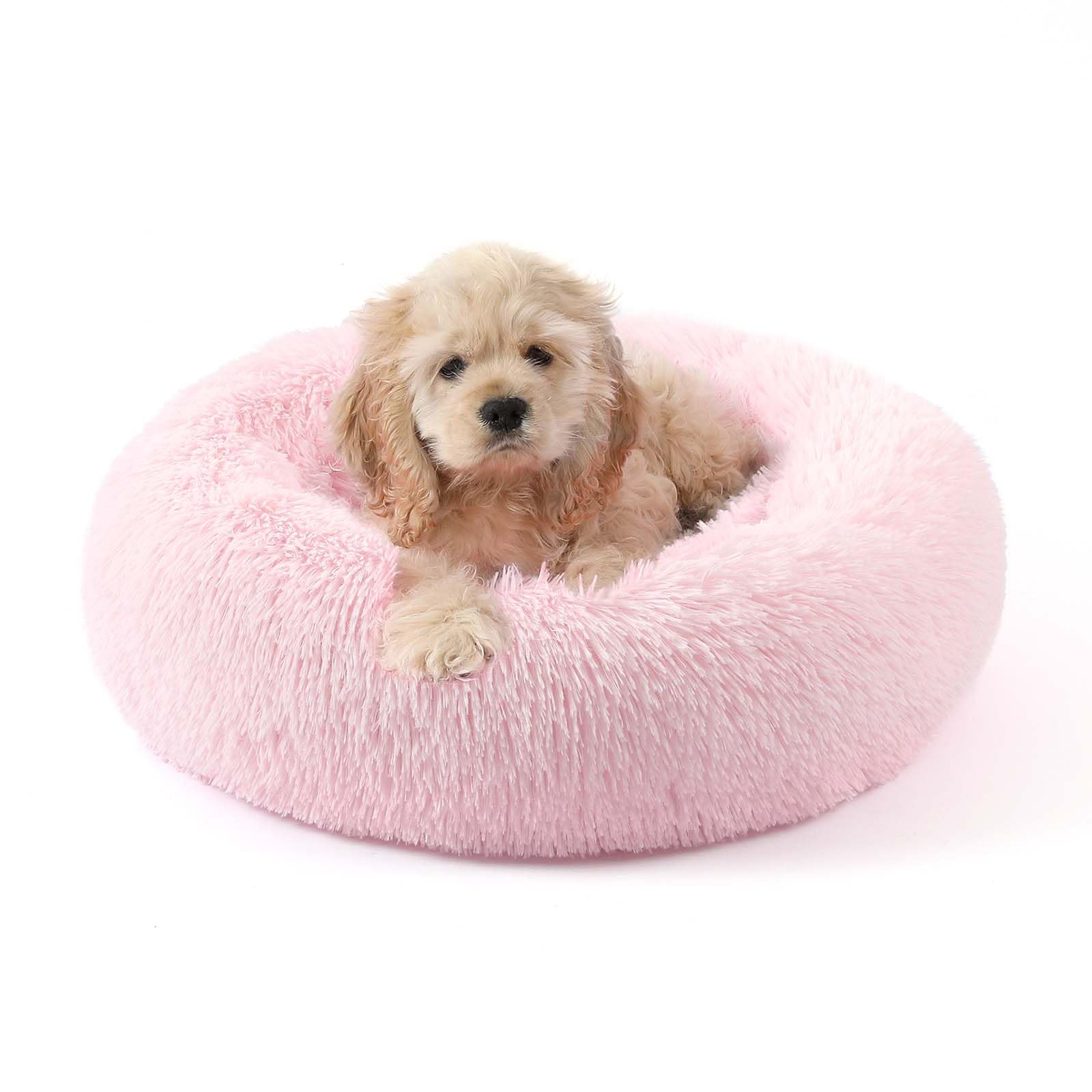 NOYAL Calming Donut Dog Bed for Small to Medium Dogs & Cats - Plush Faux Fur Anti-Anxiety Pet Bed with Machine Washable Cover & Non-Slip Base — image 1