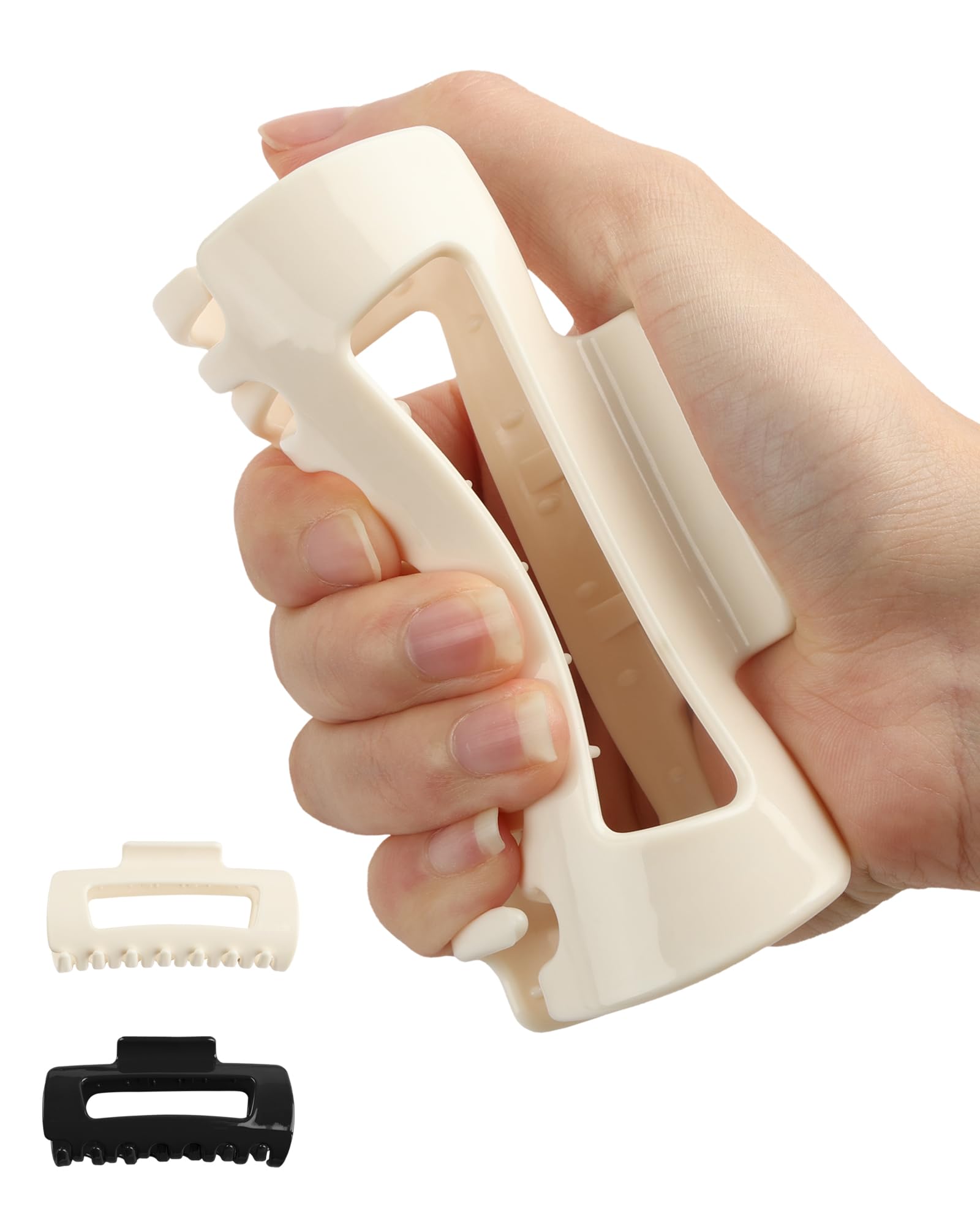 lulir Soft Hair Clip, Elastische Haarklammer 2 Stück, Haarspangen Damen 11cm,Rutschfest & Leicht, Große Haarspange für Dickes & Dünnes Haar, Perfekt für Arbeit,Freizeit& Feste (Weiß +Schwarz)