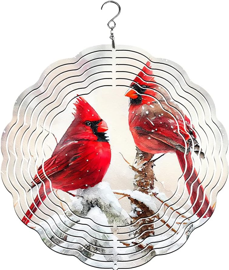 Traci's Fun Creations 10" Wind Spinner, Cardinals Theme, Aluminum, Double Sided, Yard or Garden Décor