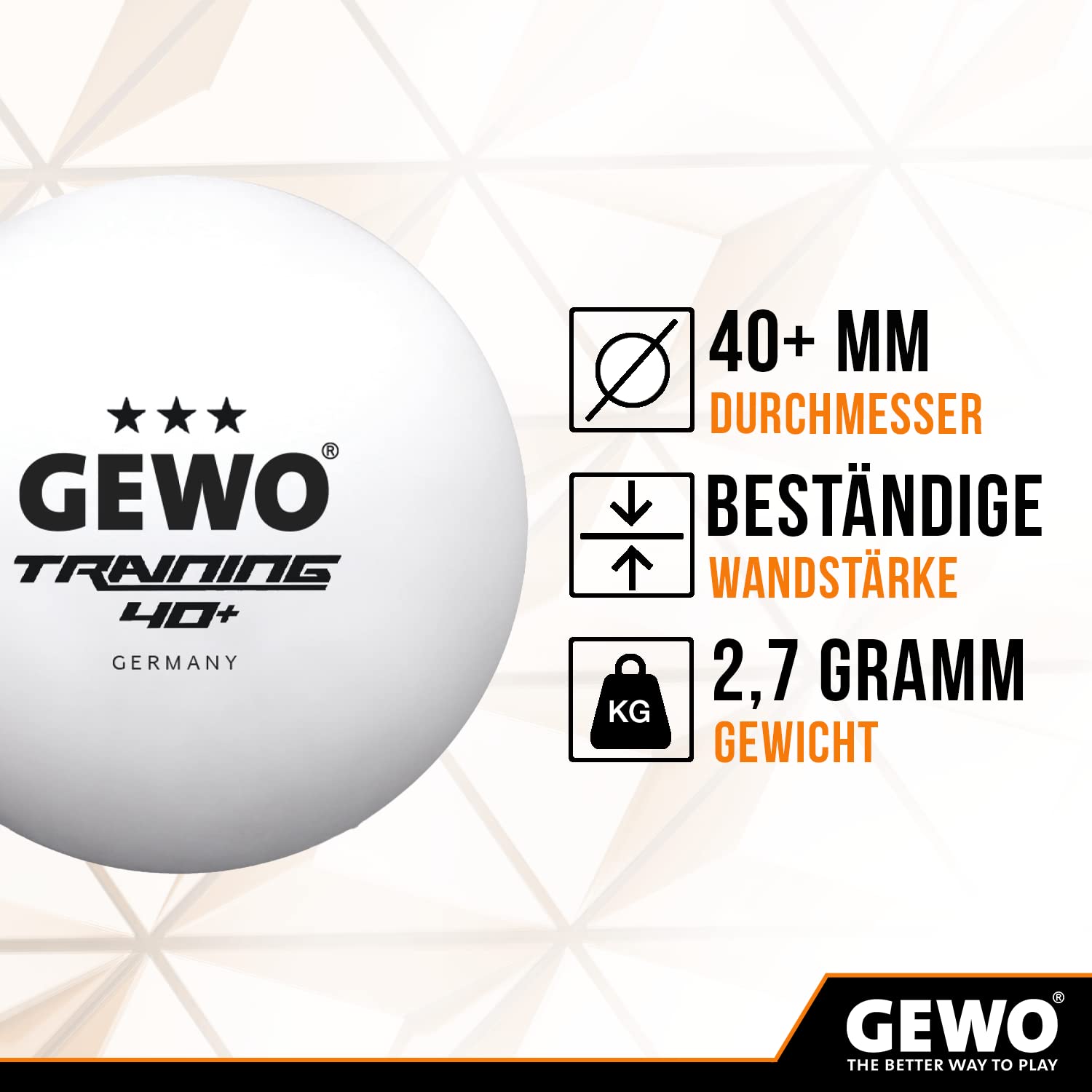 GEWO CS Energy Carbon Tischtennis-Schläger & GEWO Tischtennisbälle Training 40+ - Profi-Tischtennisschläger, ITTF genehmigt, konkav, 1,8mm Schwamm + 3 Sterne Tischtennis-Ball, 12 Stück
