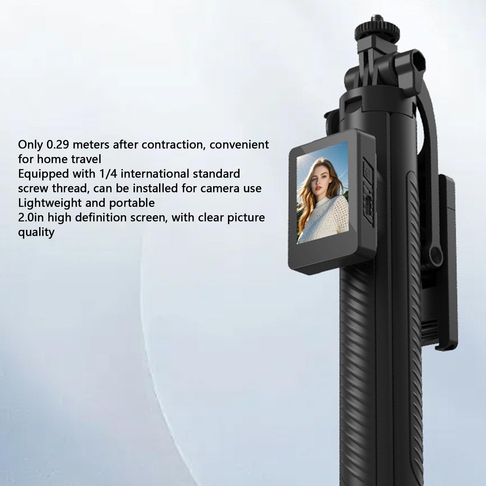 Elprico Asta Selfie Portatile con Treppiede, Treppiede per Selfie Stick con Mirroring dello Schermo Wireless per Telefono, Telecomando Wireless Bluetooth per TikTok YouTube Vlog Live