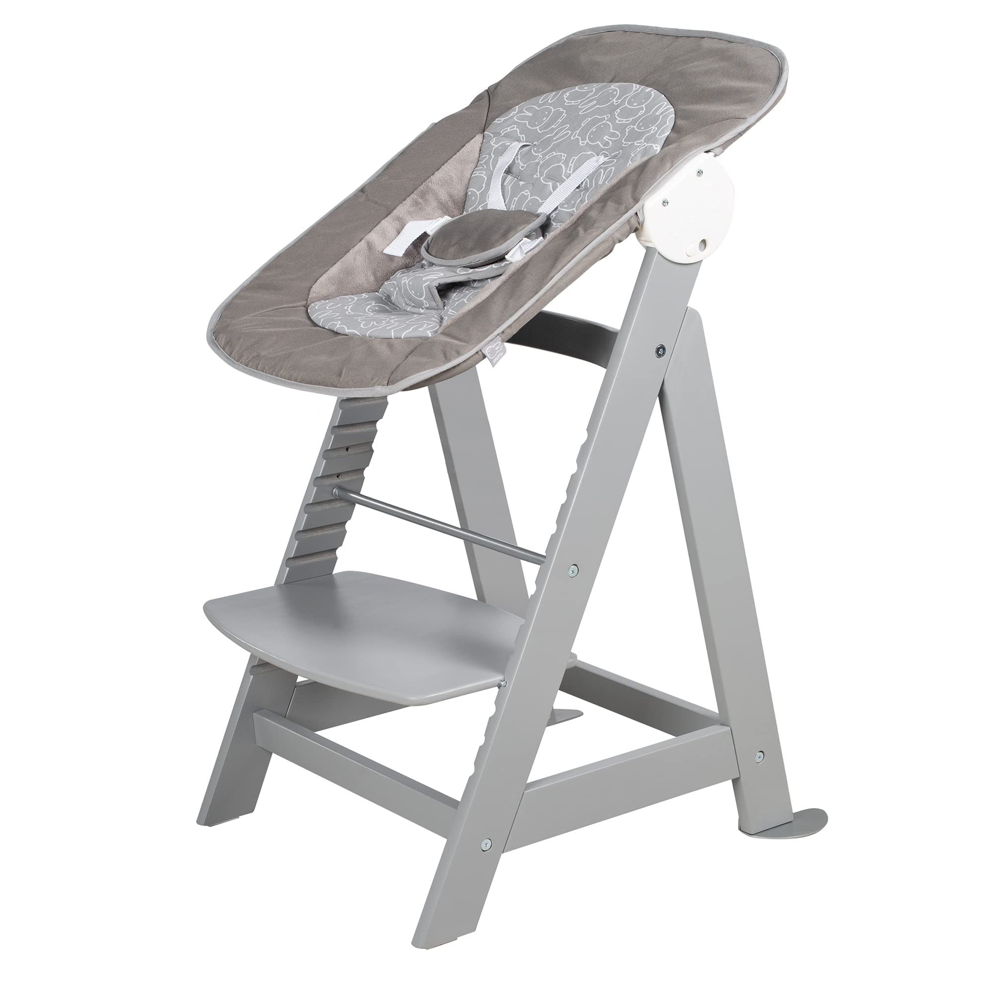 roba Born Up Treppenhochstuhl Set 2in1 Miffy Babyhochstuhl mit Liegefunktion ab Geburt taupe