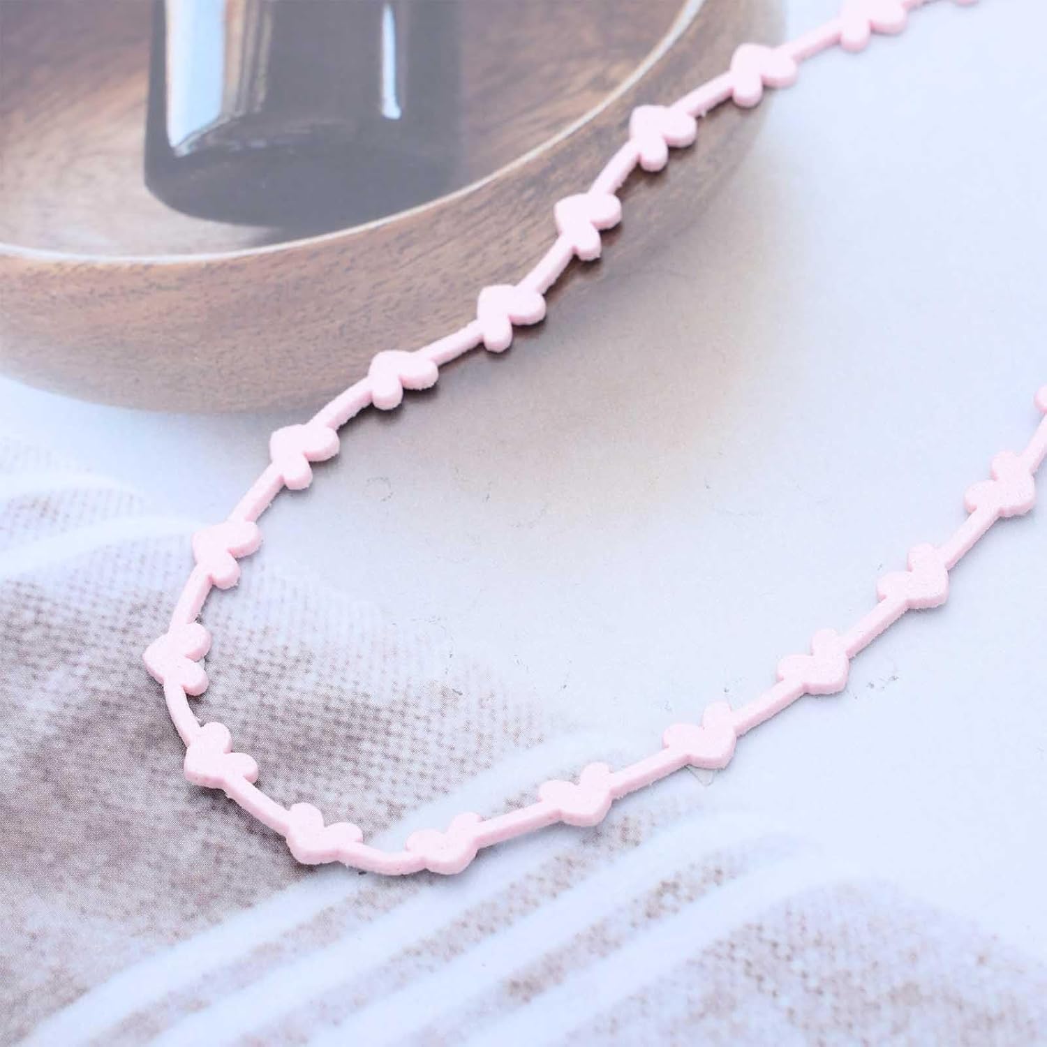 Boho Heart Velvet Choker Necklace Small Heart Collar Necklace Pink Heart Bead Necklace Love Heart Necklace Jewelry for Women - Image 4