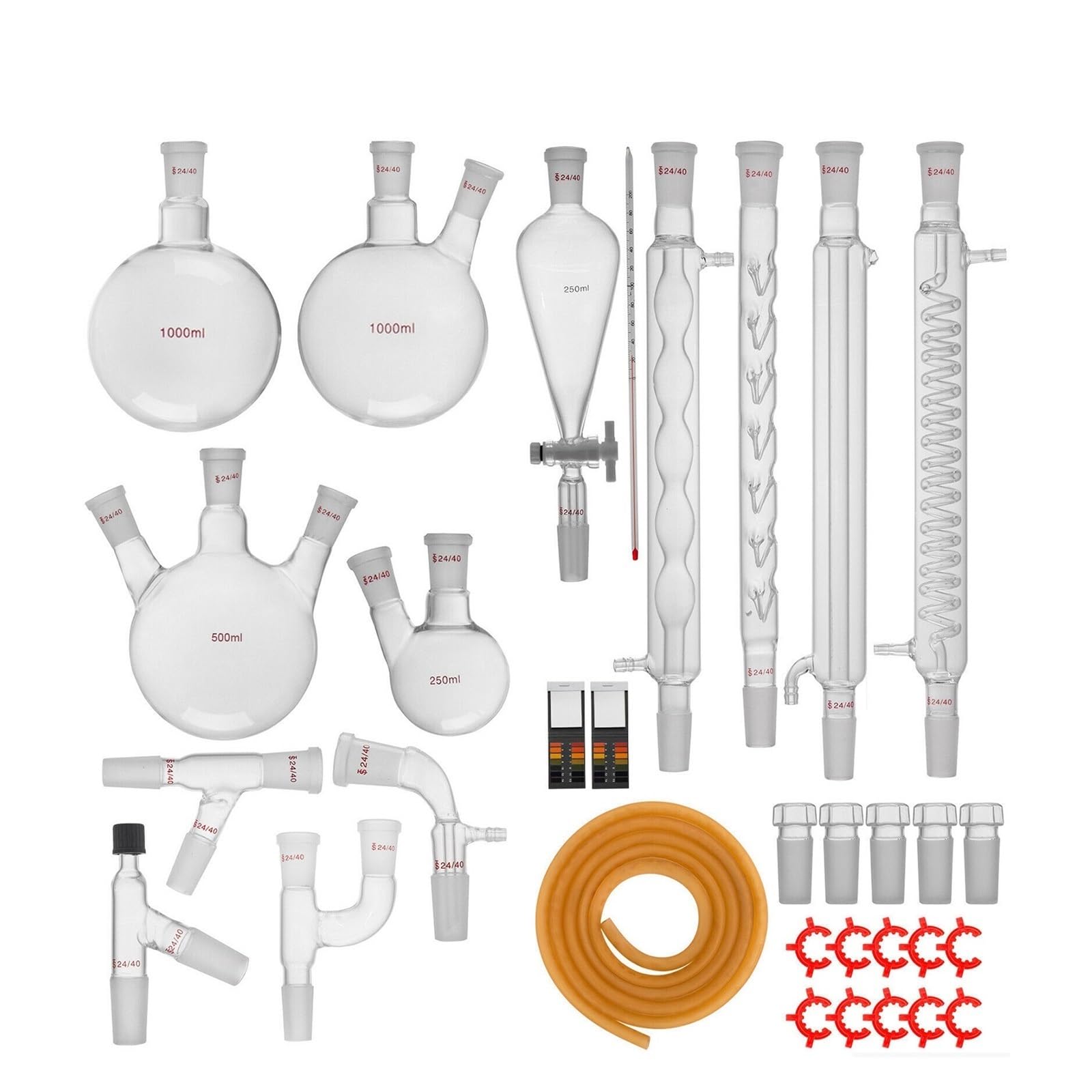13/29/32 PCS Labor Glaswaren Chemie Kit Brennerei 24/40 Gelenke Kolben Mörser Und Stößel Schule Liefert Ausrüstung Weit verbreitet in Labor und Werkstatt(29 PSC)
