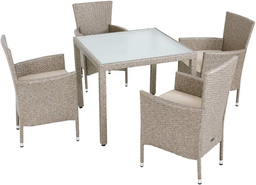 Harrier Luxury Outdoor Dining Set White & Grey Outdoor Furniture 3