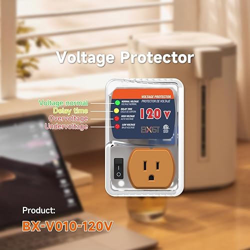 Miniatura 3 de BXST Protector contra sobretensiones con enchufe de salida para el hogar protege contra sobretensiones de alto y bajo voltaje para refrigeradores
