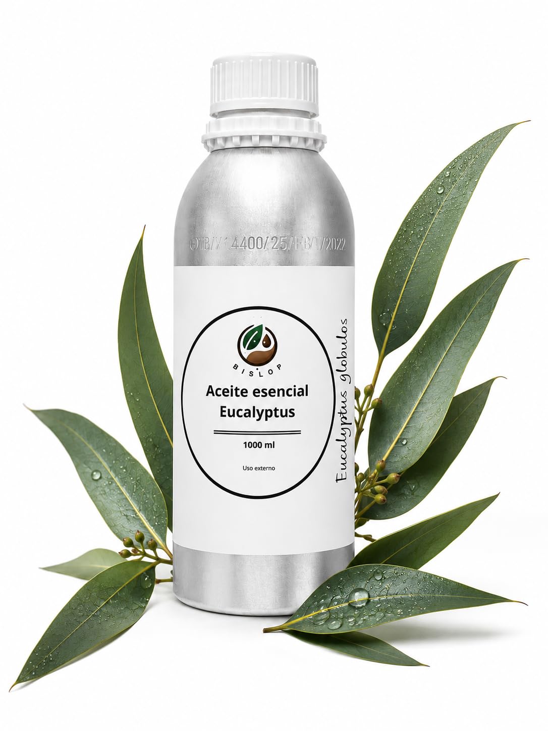 Aceite Esencial de Eucalipto 100% Puro 1 Litro (1000 ml), Destilado al Vapor, para Aromaterapia, Difusores, Spa, Baños, Jabones y Elaboración de Productos Cosméticos - BISLOP