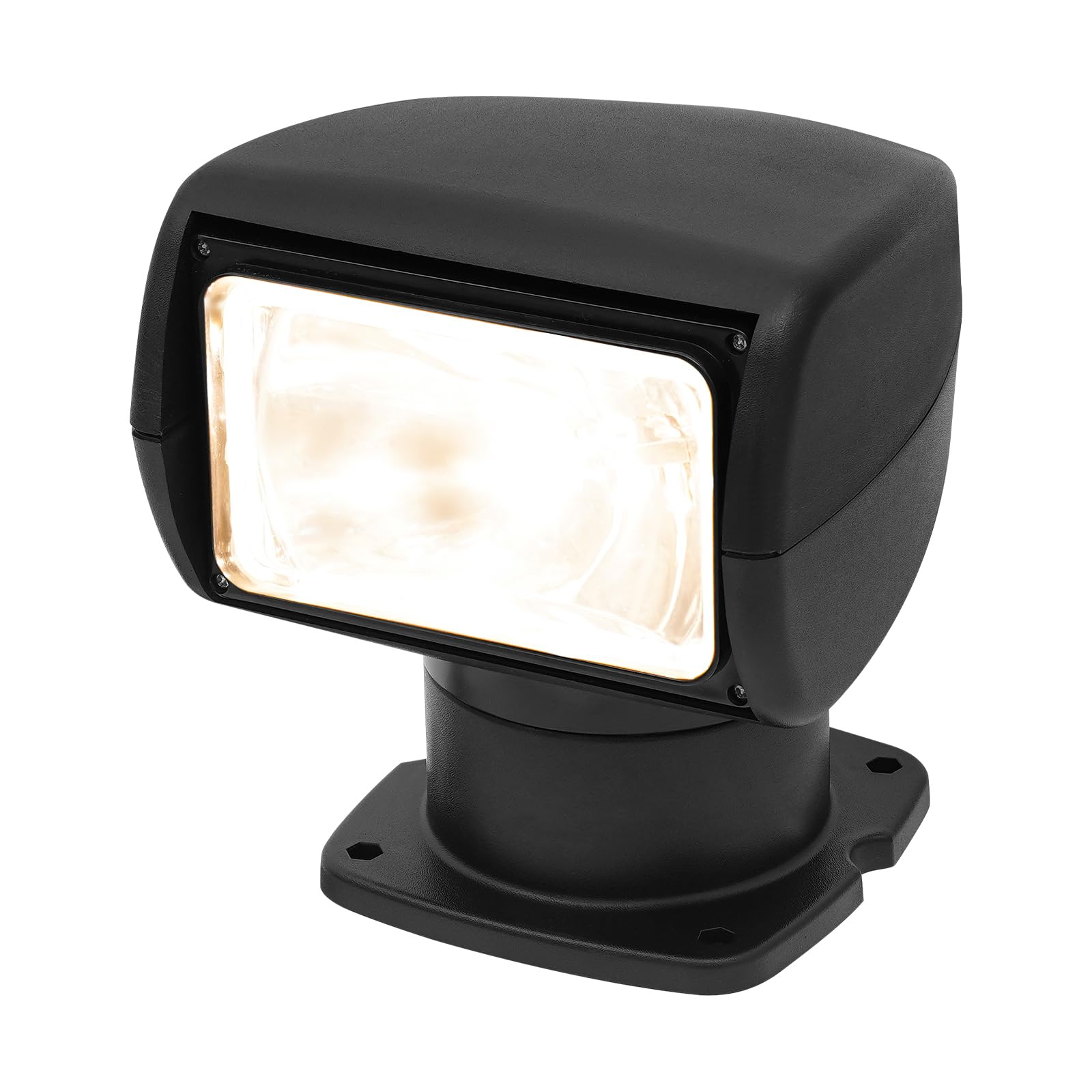 12V 100W Boot Suchscheinwerfer, 2500 Lumen 3200K Halogen Boot-Fernbedienungsscheinwerfer, LKW Auto Marine Scheinwerfer, Suchscheinwerfer mit 360 Grad Rotation für Yacht, Küstenwache (Schwarz)