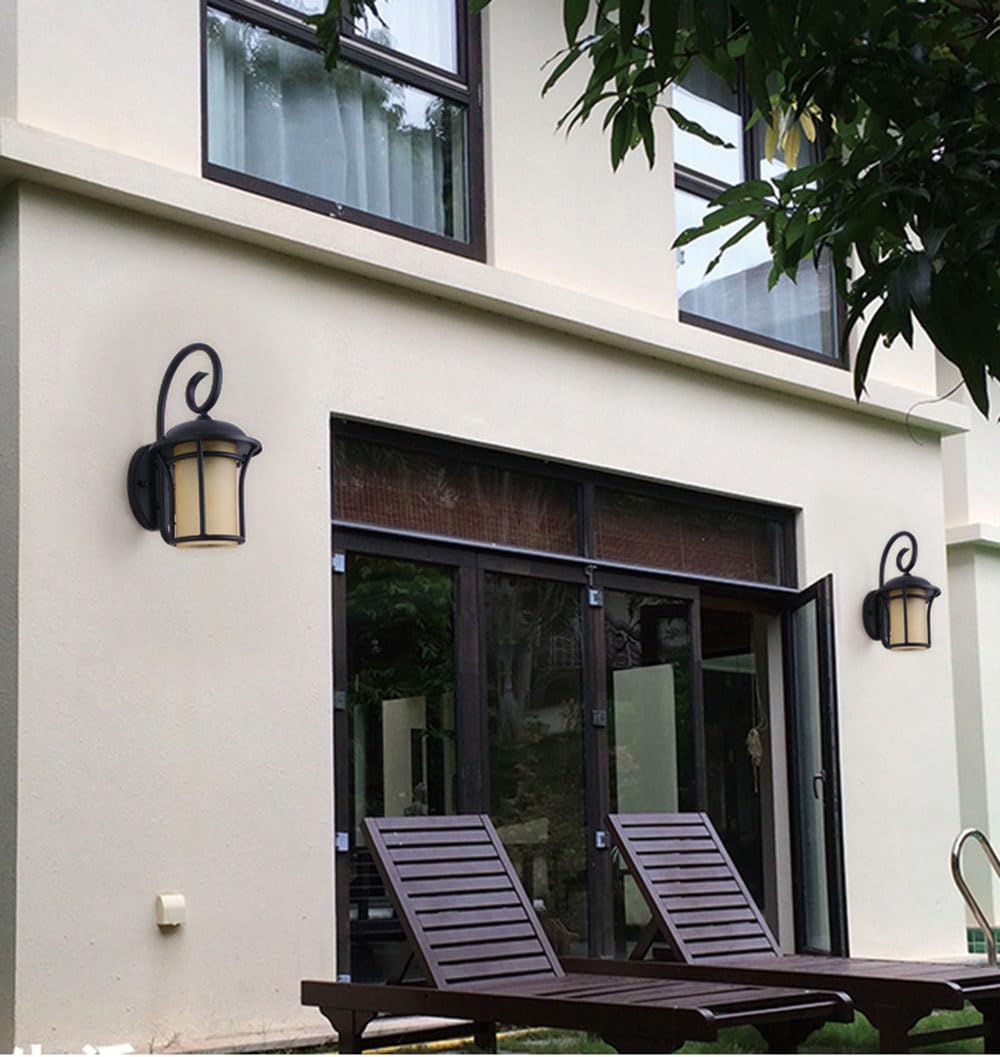Wandlampe Vintage Landhaus Wandlaterne Außen Antik Wetterfest IP44 E27 Rustikale Balkon Lampe Outdoor Metall Außenleuchte Balkon Hof Fassaden Flur Veranda Gartenlampe Lampenschirm Aus Milchglas