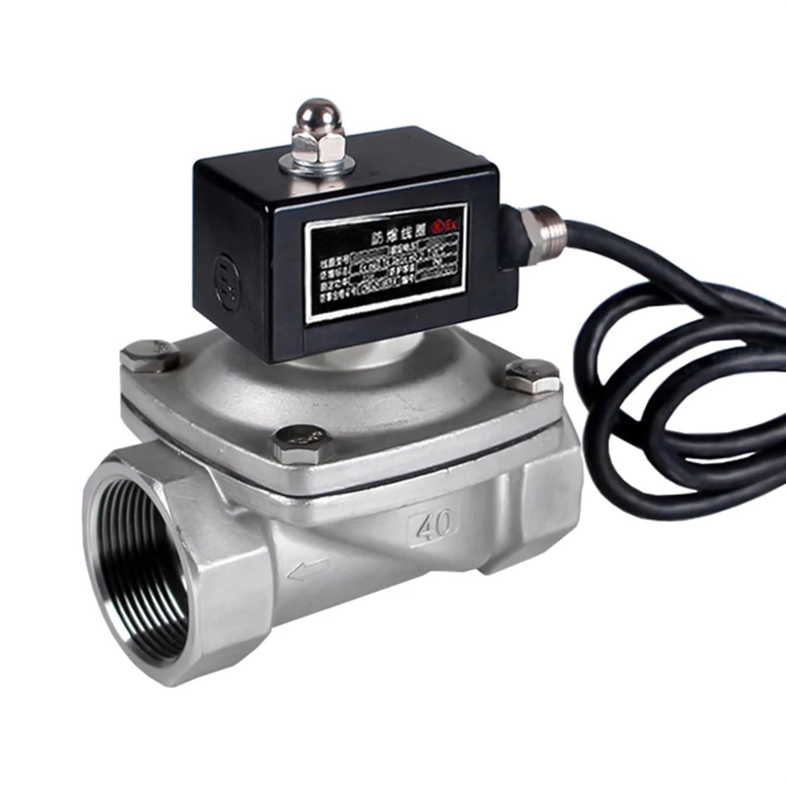 Huuoqiwy 36893 1-1/2" Normally Closed Solenoid Valve Dn40 304 Stainless Steel Solenoid Valves(24Vdc)