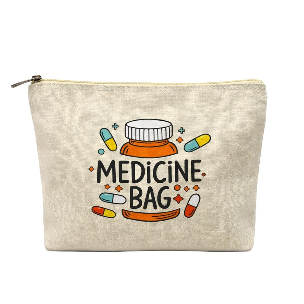 MEMAN Medicine Bag Canvas Pouch with Zipper, Travel Medical Organizer for Medicines, Tablets, First Aid & Toiletries, Multipurpose Utility Storage Pouch-picture-25
