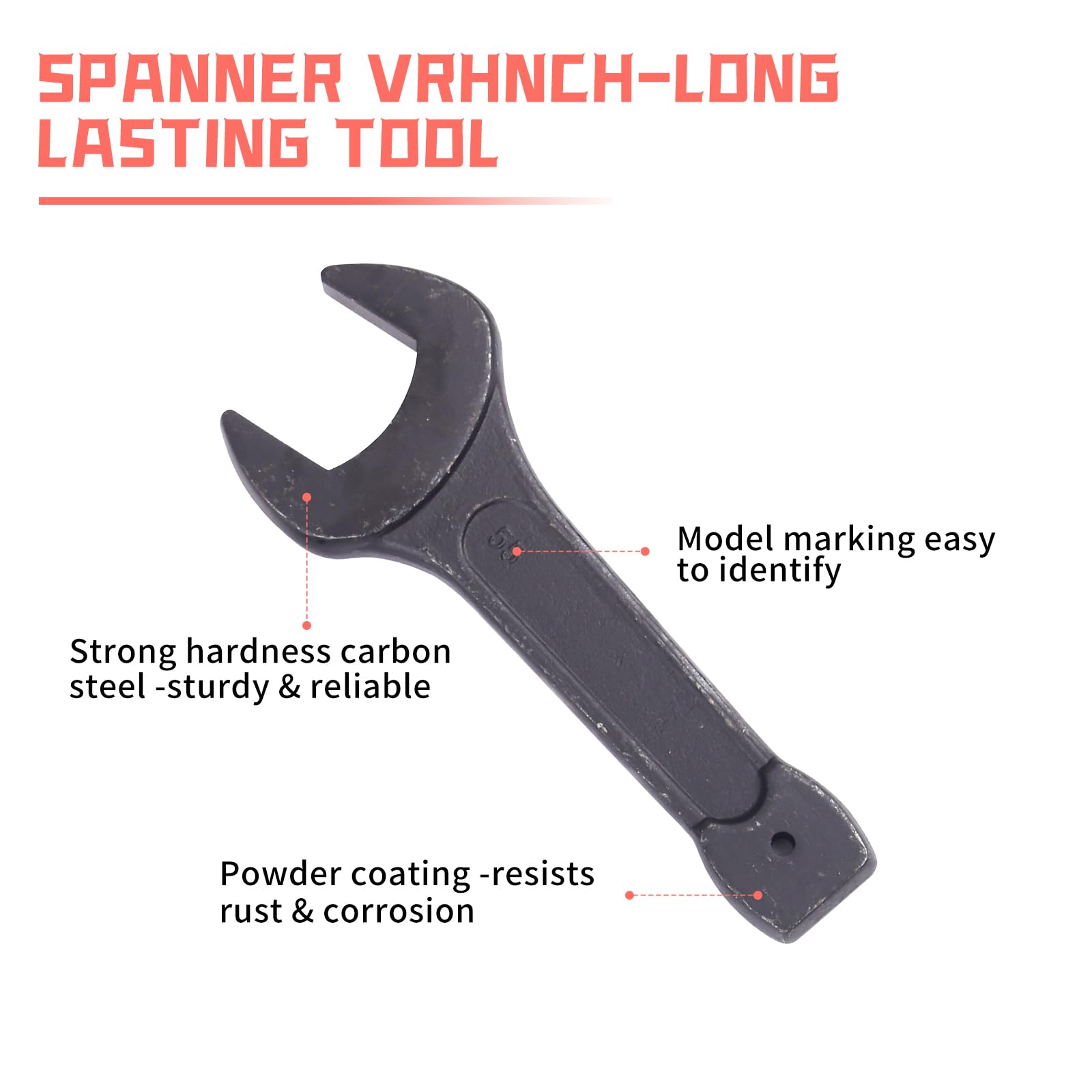 HCXUANWJTL 24mm Open End Striking Wrench, High Tensile Steel Single Head Spanner Hand Tool