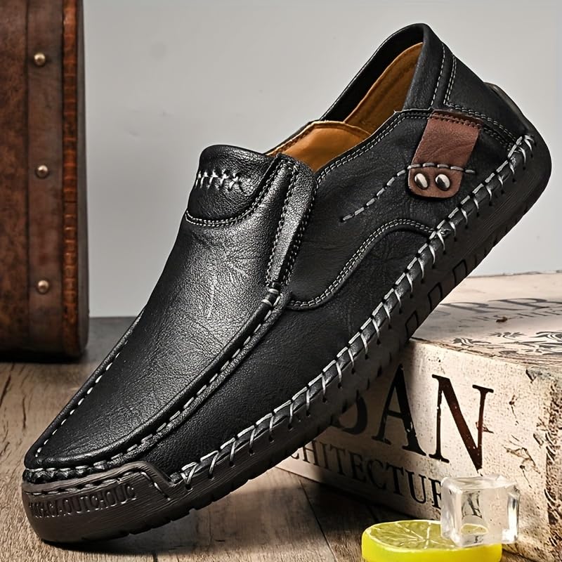 Men's Loafers Slip-On Casual Leather Dress Shoes Lightweight Comfortable Driving Walking Shoes3