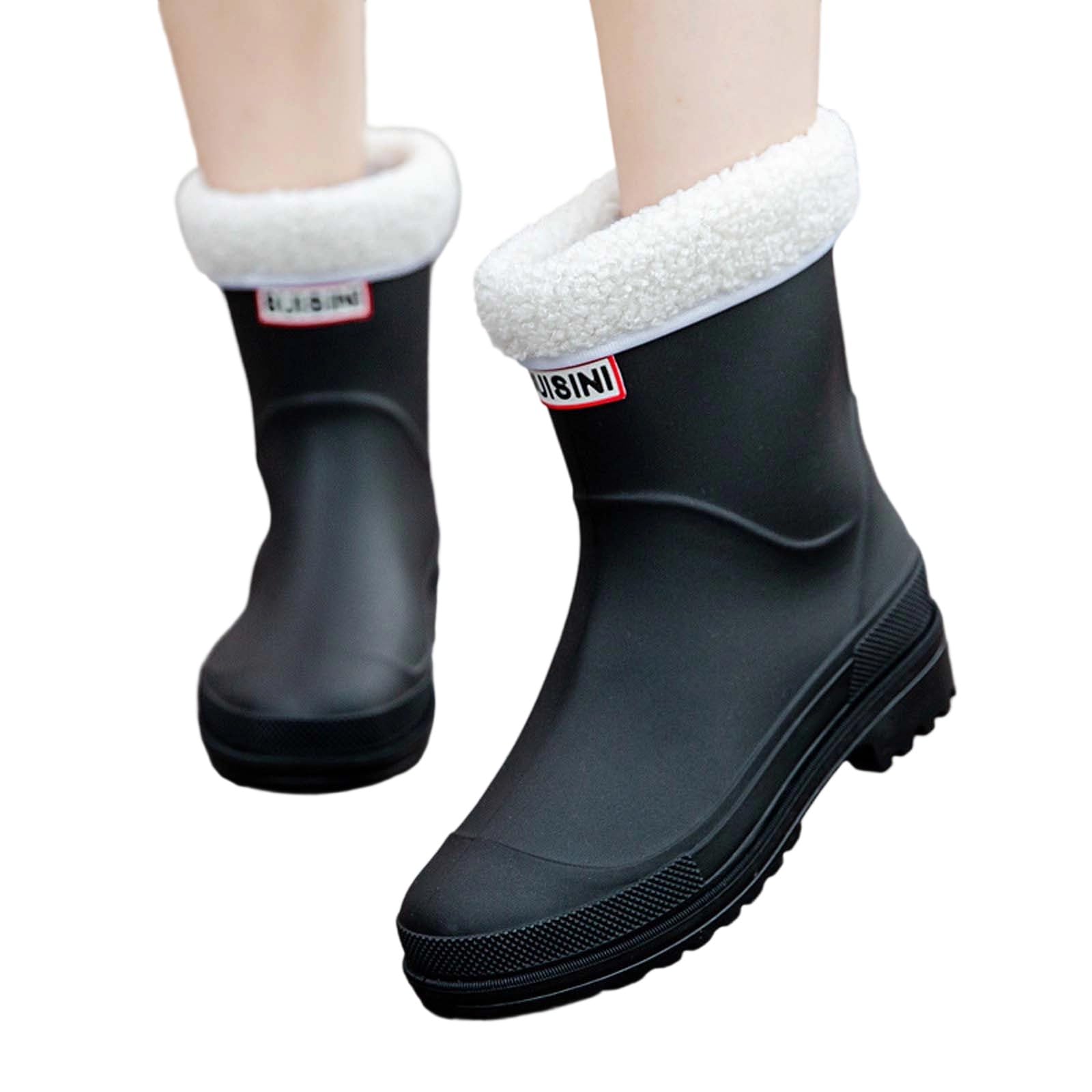 Bottes d'extérieur en caoutchouc pour femme Imperméable Coupe-Vent unisexes sécurité de qualité Chaussures Facile désinfecter Fourrure polaire doublure Les Pieds Chauds et secs