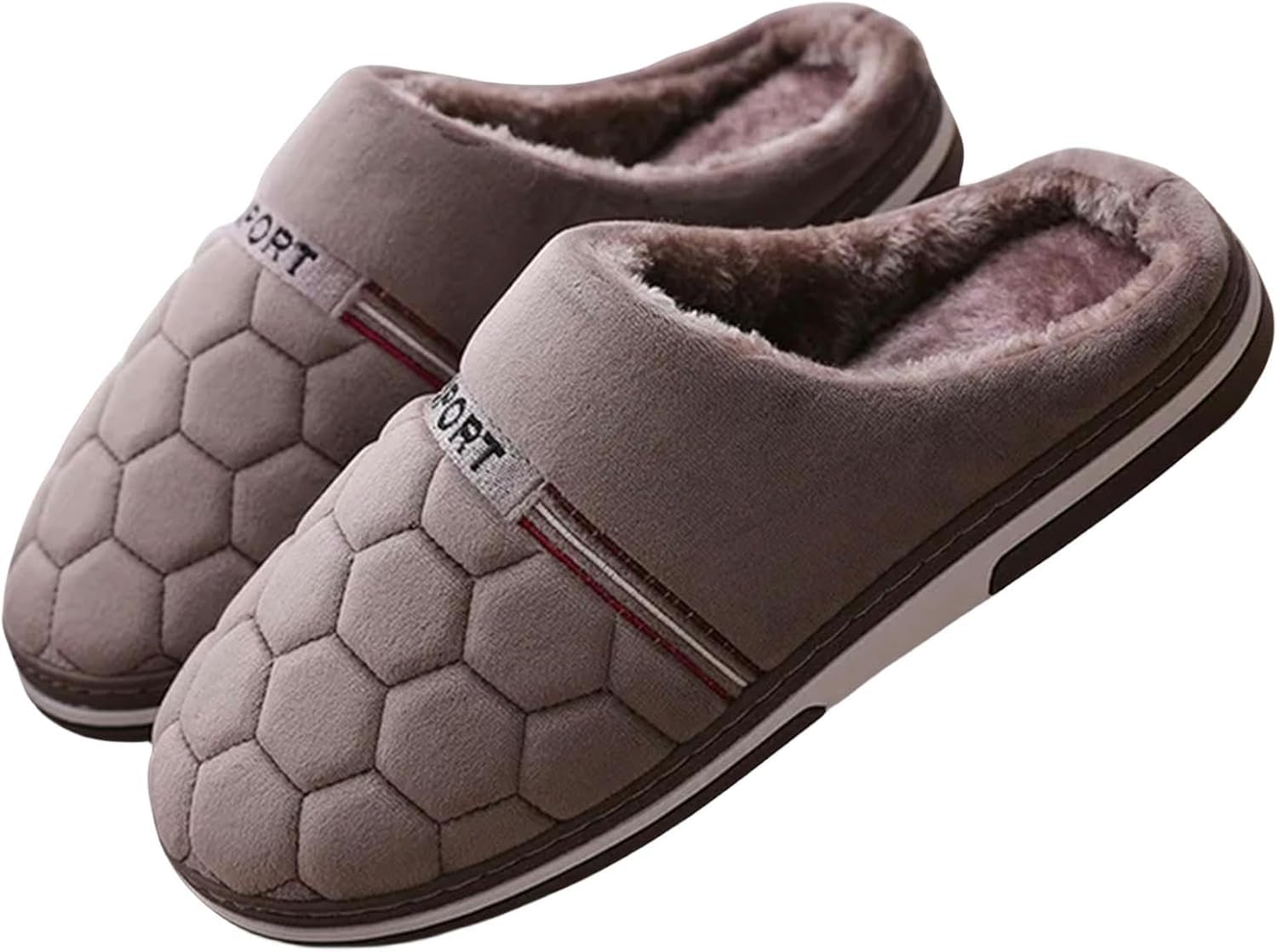 Pantofole da Uomo - Calde e comode, Grandi Dimensioni, in Cotone, per la casa e la Camera da Letto, Pantofole da Uomo, caffè 2,49-50