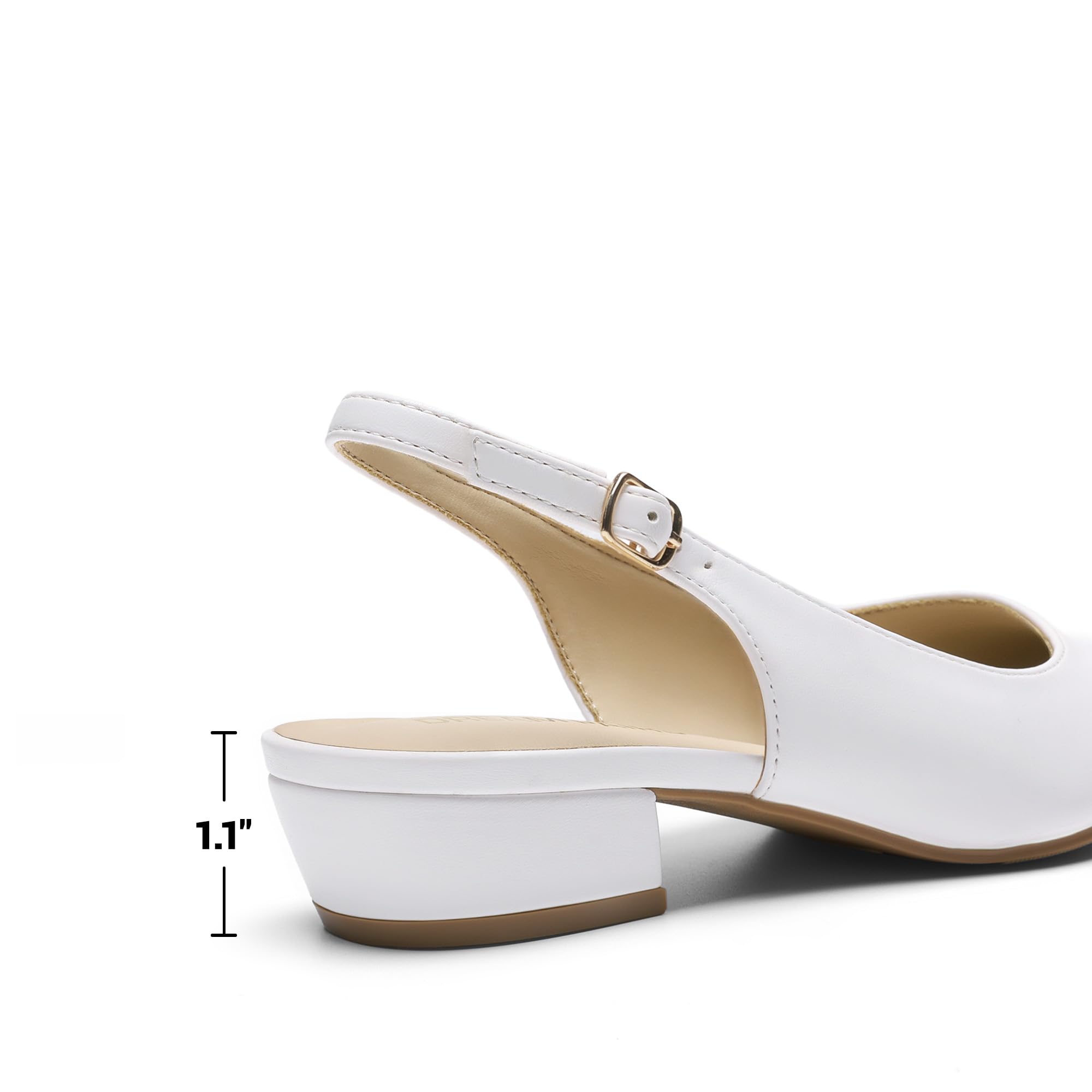 DREAM PAIRS Kitten Slingback niskie obcasy blokowe dla kobiet szpiczaste zamknięte palce biznesowe buty do sukni weselnej wygodne czółenka buty