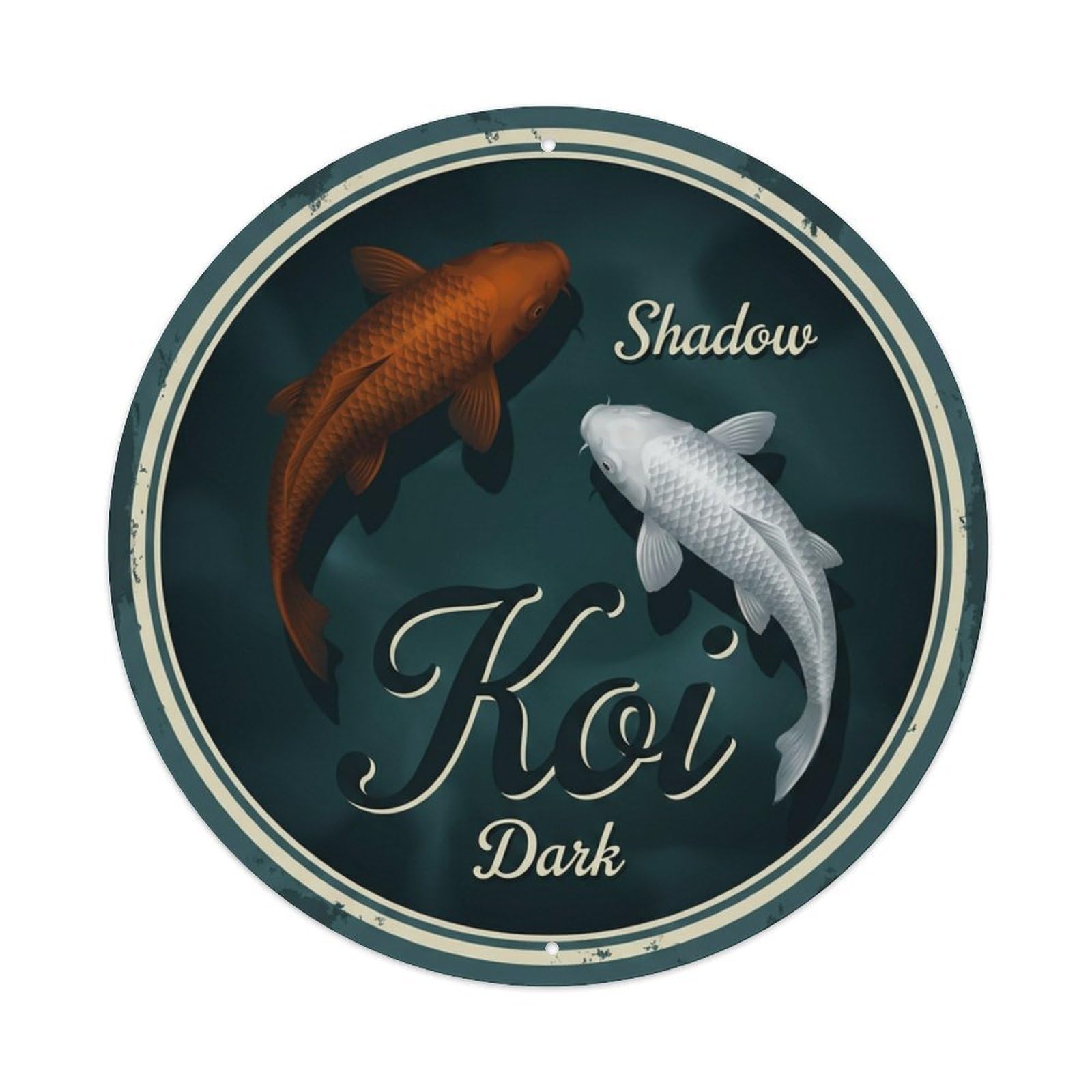 Koi Fish Shadow Dark Waters Mysterious Deep Moody Dramatic Metal Tin Sign