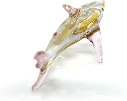 Miniatura 5 de Micro figuras diminutas de tiburón, arte de vidrio soplado a mano, animales marinos, regalo coleccionable para decoración del hogar (rosa ámbar)