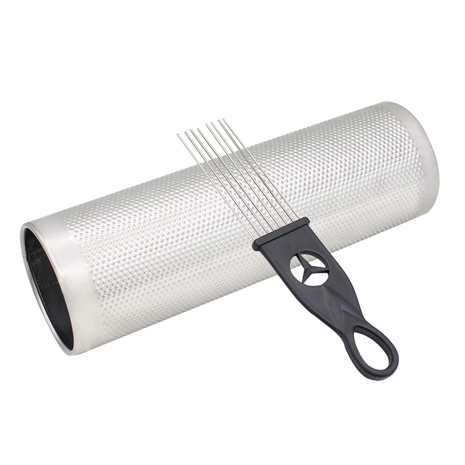Guiro en acier inoxydable avec grattoir à 8 dents, instrument à percussion durable, deux extrémités ouvertes et poignée latérale