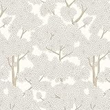 JiffDiff Tree Wallpaper Peel and Stick Jungle Wall Paper Forest Mural Stick on Wallpaper Modern Waterproof Self Adhesive Contact Paper (17.3' x 120' Cream)