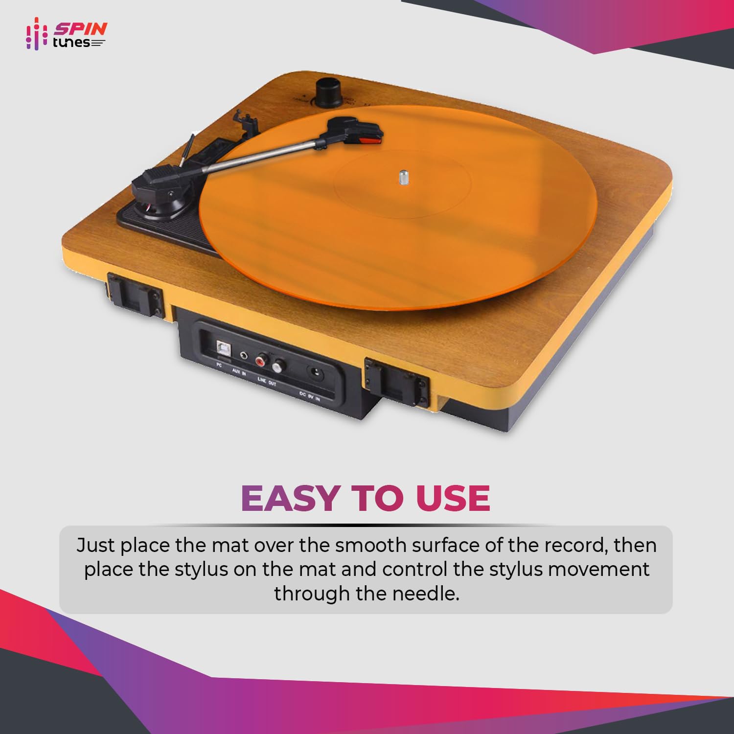 Alfombrilla para tocadiscos, alfombrilla acrílica para tocadiscos de vinilo LP de 2,7 mm de grosor para un mejor soporte de sonido en el tocadiscos, proporciona graves antiestáticos y más a