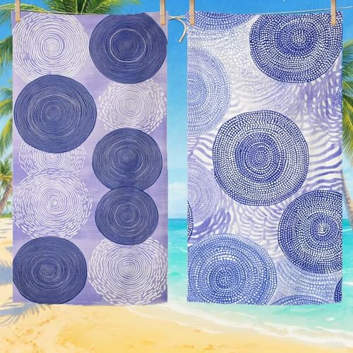 Toalla Playa Grande 80x160 cm Juego de 2, Púrpura Toallas Playa Microfibra con Secado Rápido Absorbente Antiarena Protección Solar Toallas Baño para Playas Piscina Viajes Camping, Regalo Donna Q-858