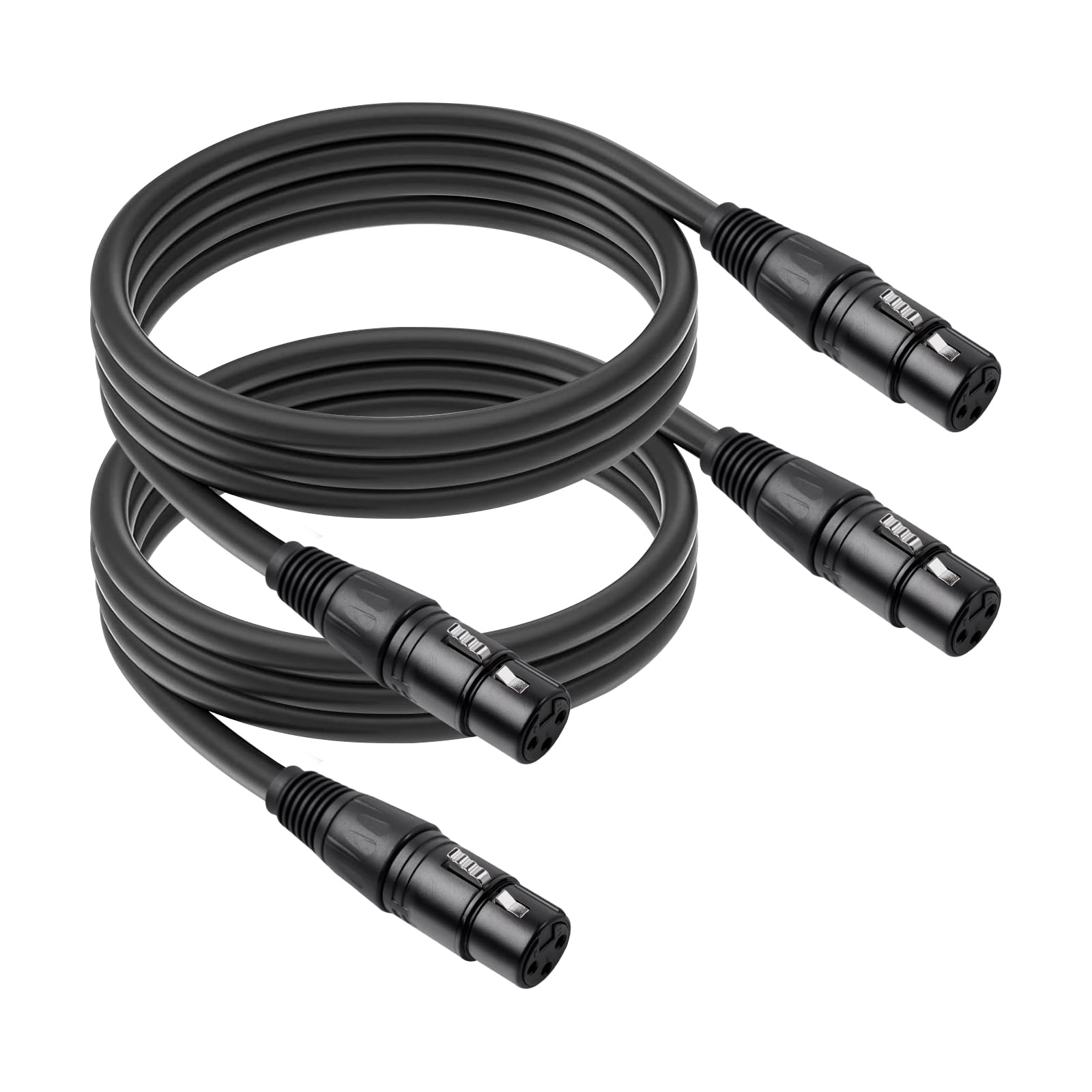 SZLliyxs 2 Pack 3 Pin XLR Female to Female Microphone Cables,6.6 FT,Professional Balanced Audio Cable with Oxygen-Free Copper, Gold-Plated Connectors - for Studio, Stage, PA Systems