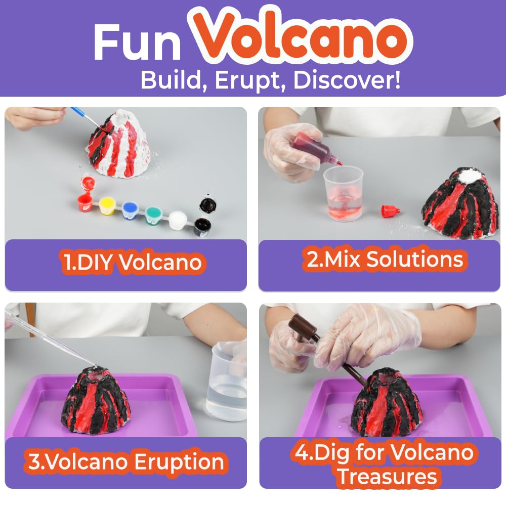 Benben - Wissenschafts-Kits für Kinder von 8-12 Jahren, Lernspielzeug mit 155 Experimenten, STEM-Spielzeug für Kinder von 6-7-8 Jahren, Geburtstagsgeschenk, Vulkanwissenschafts-Kit, Chemie-Set