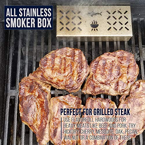 Smoker Box for Gas Grills and Charcoal Kettles - Works with All Pellets and Wood Chips - Professional BBQ Smoke Flavor from Propane or Electric Grilling