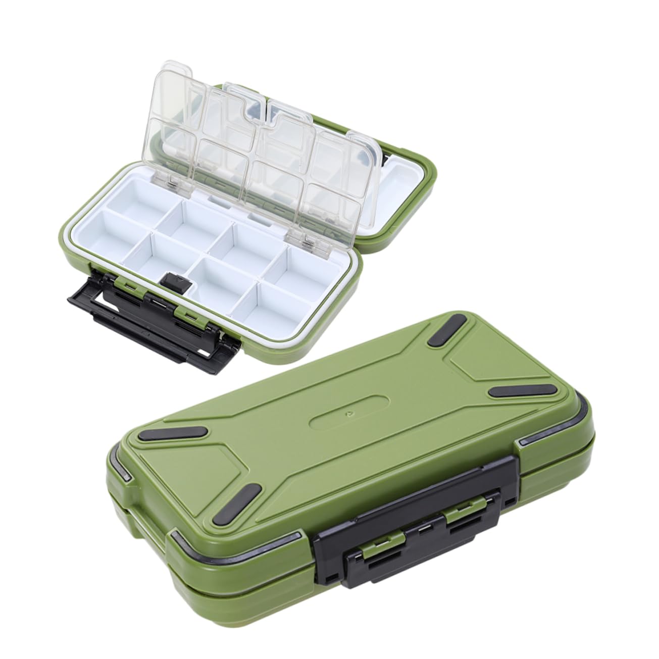 KESYOO 2pcs Box Waterproof Accessories Box Soft Bait Organizer Fishing Tackle Boxes Boat Tackle Storage System Small Tackle Boxes for Fishing Fish Hook Cases Abs Plastic Dark Green