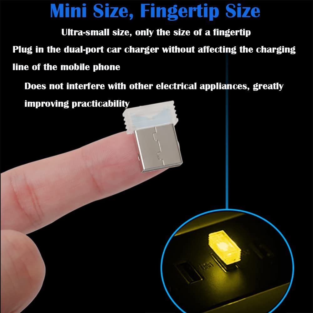 CTRICALVER 10 Luci USB Per Auto - Atmosfera Ambientale Gialla - Mini Led Da 0,1W - Plug And Play - Per Computer, Power Bank, Laptop