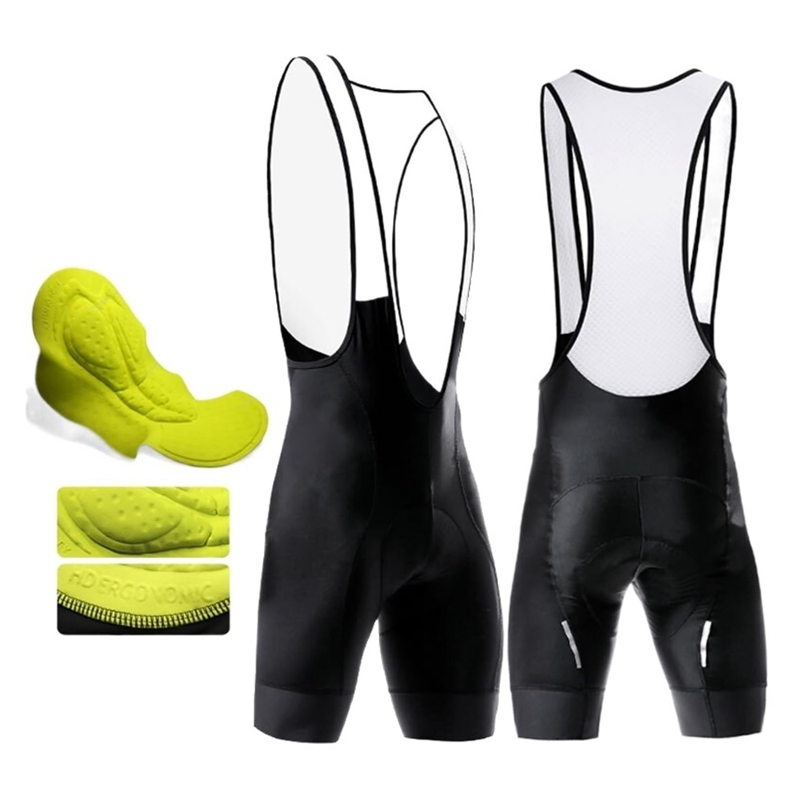 Pantaloncini da Ciclismo Pantaloncini con Bretelle da Bicicletta Neri Uomo Abbigliamento Esterno Bike Cycling Imbottiti in Gel 5D Ciclismo
