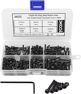 M3 Alloy Steel Hex Socket Head Cap Screws Nuts Assortment Kit, Allen Wrench Drive, Precise Metric Bolts and Nuts Set with Beautiful Assortment Tool Box for 3D Printed Project, 310 Pcs (Black) - coolthings.us