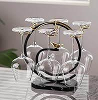 Vista 13 de Homya Soporte de sobremesa de metal para copas de vino - Estante de exhibición vertical para bar, cocina, mesa - Ofrece 6 vasos, plateado