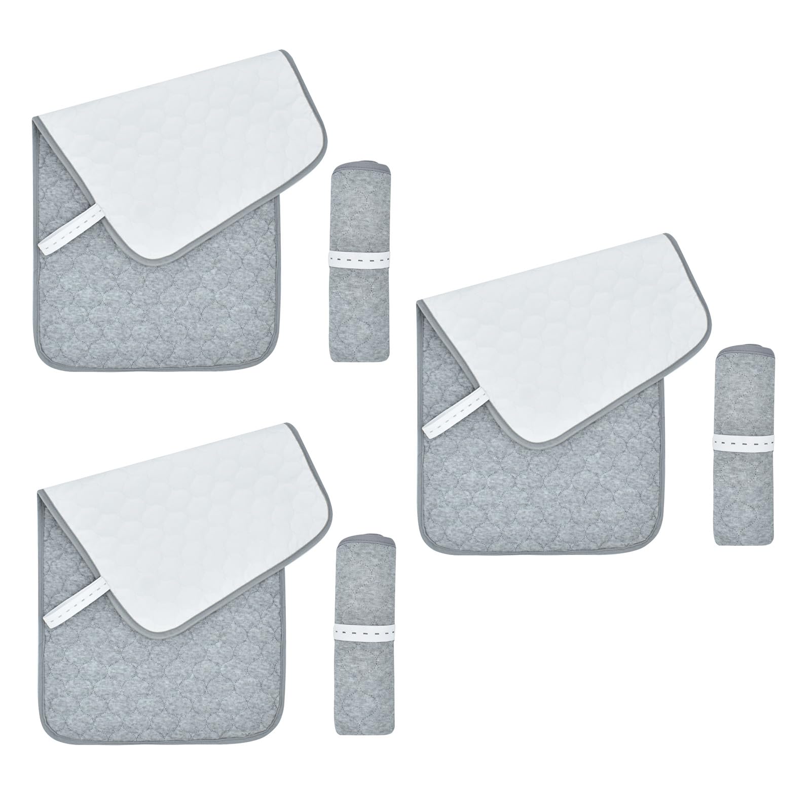 3 Pieces Soft Terry Waterproof Quilted Changing Mat, Absorbent Washable Bassinet, 14 x 27 Inches Reusable Protection (Grey) — image 1