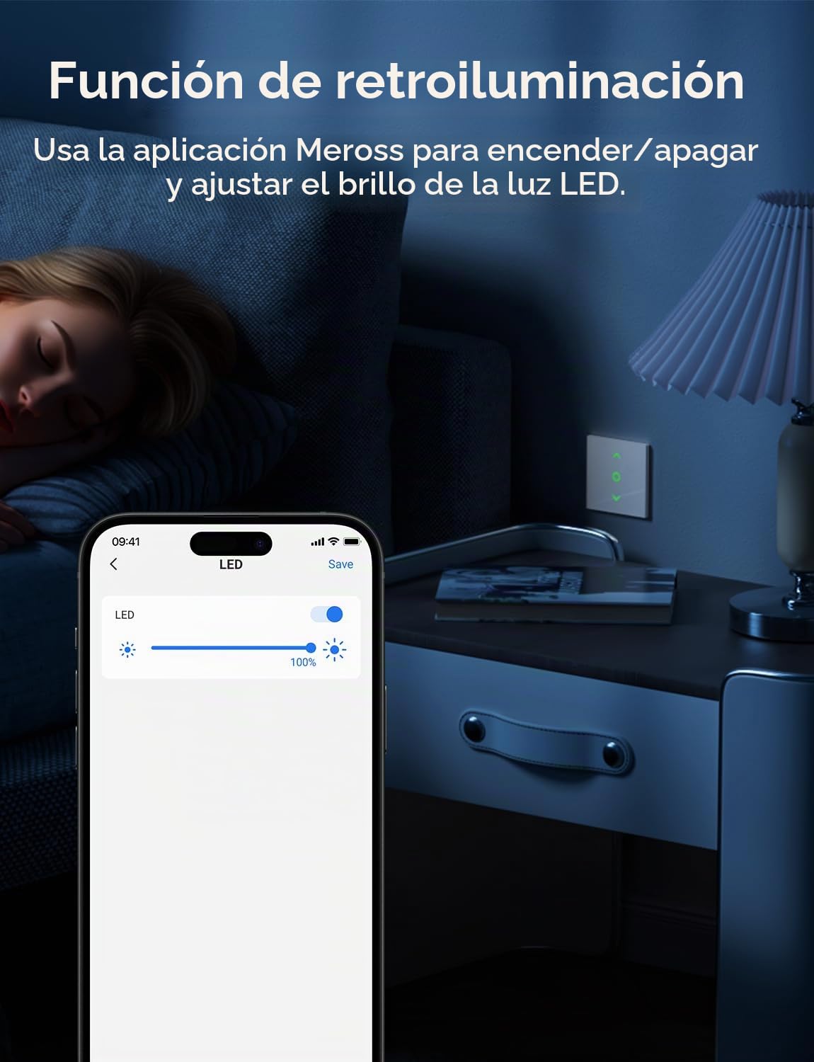 meross Matter Interruptor Persiana WiFi 80x80mm, Compatible HomeKit/Alexa/Google, Control Porcentaje/Voz/App/Programación, Control Local sin Internet, Respuesta Milisegundos (Necesita Neutro)