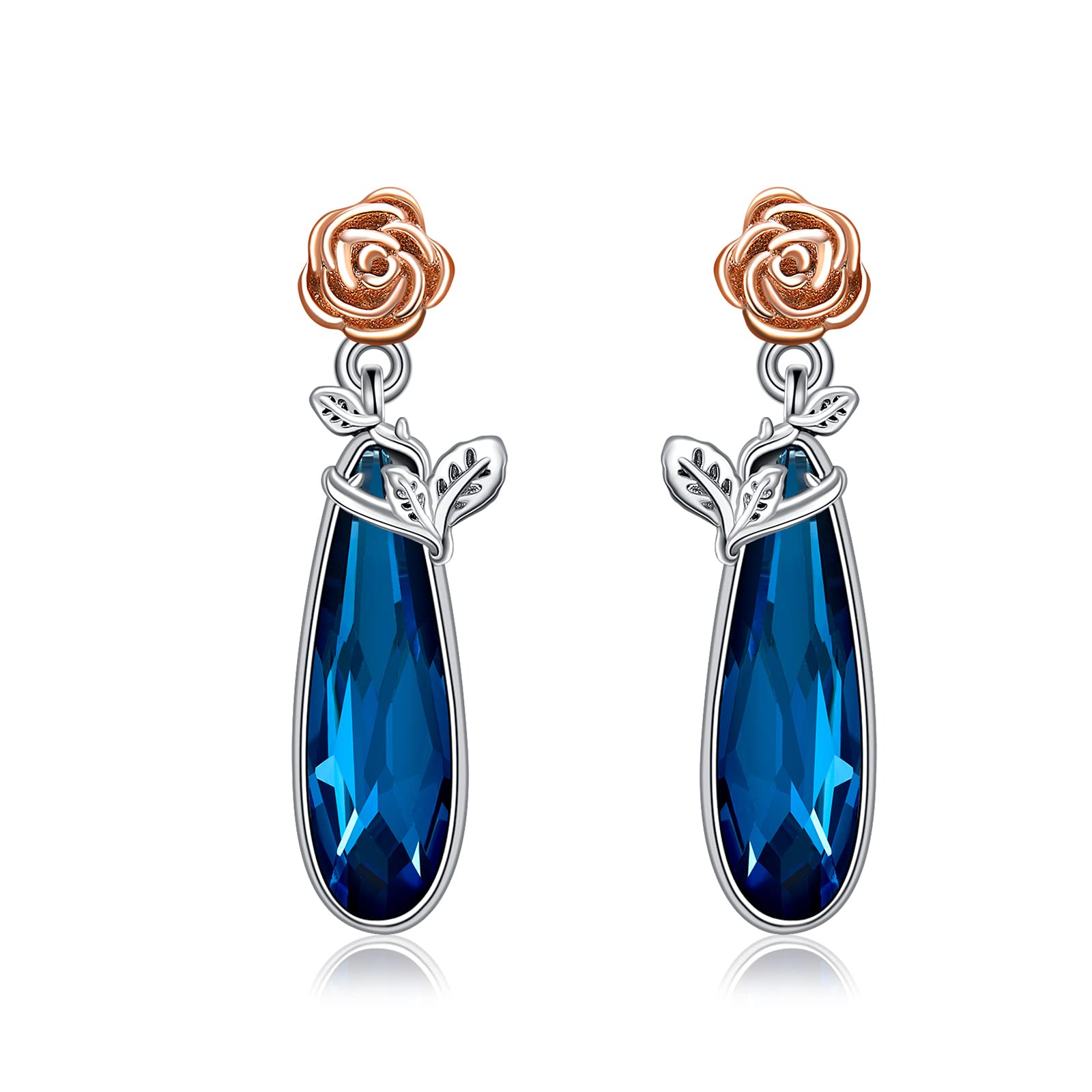 ZDADAN Orecchini a cerchio in argento 925 con fiori rosa da 10 mm per gioielli da sposa di moda da donna