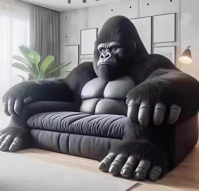 Unique Black Gorilla Design Table Lamp Novelty Gorilla Shape Base Black & Gold | UK - View #5